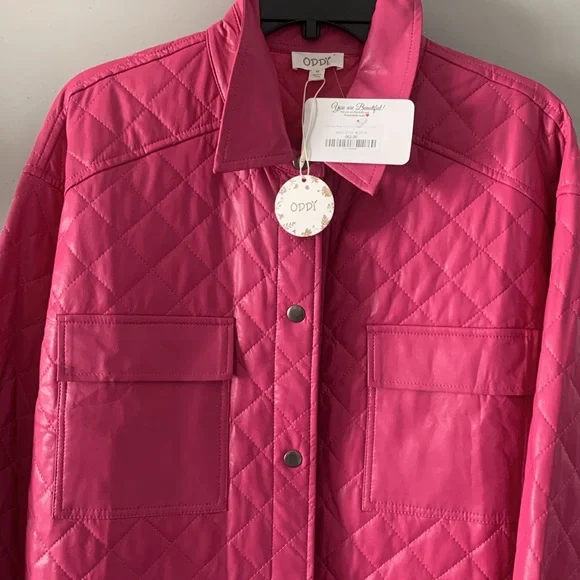 ODDY Pink Quilted Jacket Snap light weight - Picture 2 of 5